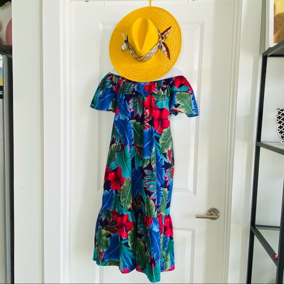 Tiered Ruffle Hawaiian Original Floral Print Dress - Picture 3 of 10